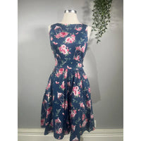 Thumbnail for Tea Dress - Pink Roses on Navy (12), Lady V London