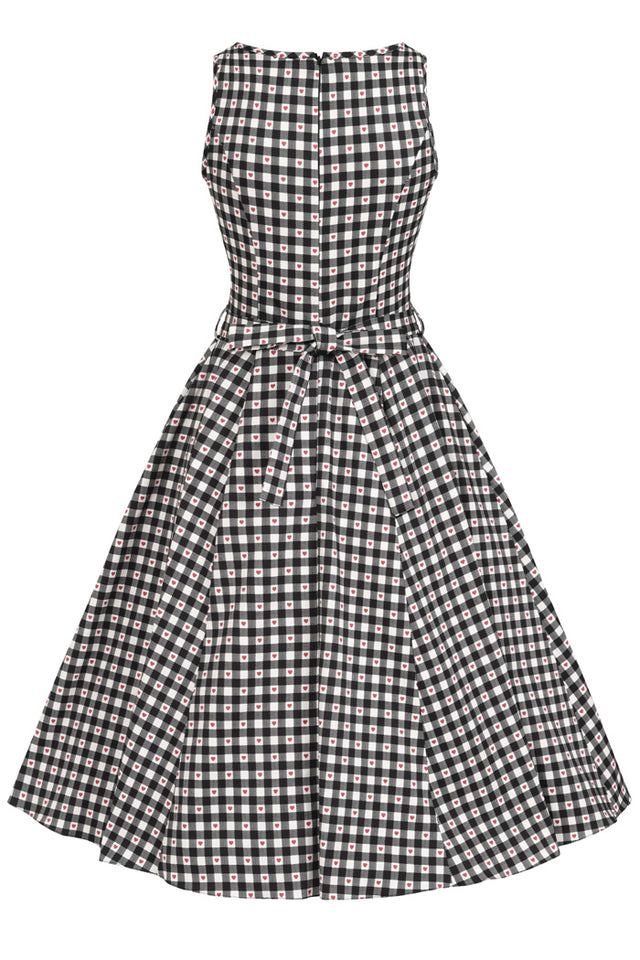 Hepburn Dress - Heart Gingham, Lady V London