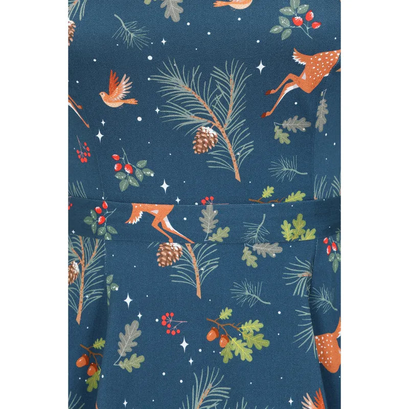 Hepburn Dress - Winter Deer, Lady V London