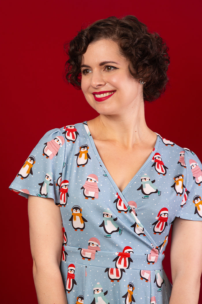 Lyra Mini Dress - Festive Penguin, Lady V London