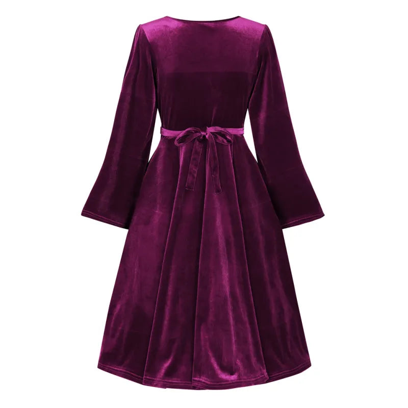 Zelda Dress - Plum Velvet, Lady V London