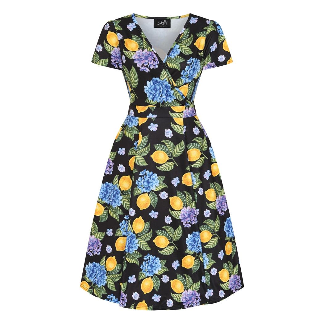 Lyra Dress - Lemon Hydrangea, Lady V London