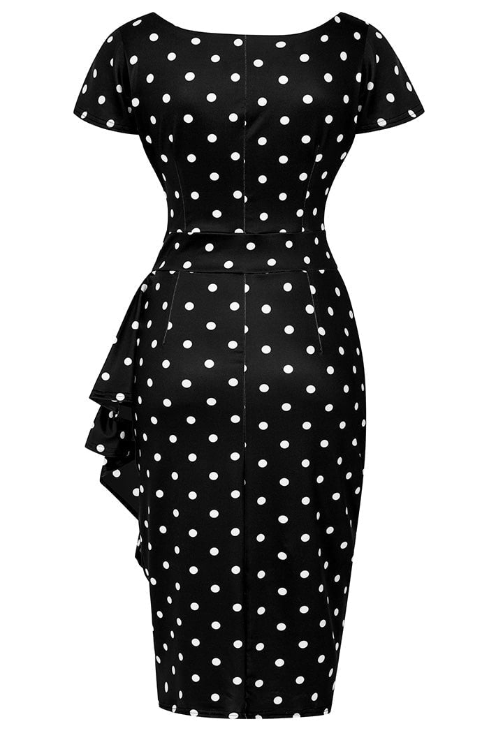 Elsie Dress - Black Polka Dot - Lady V London