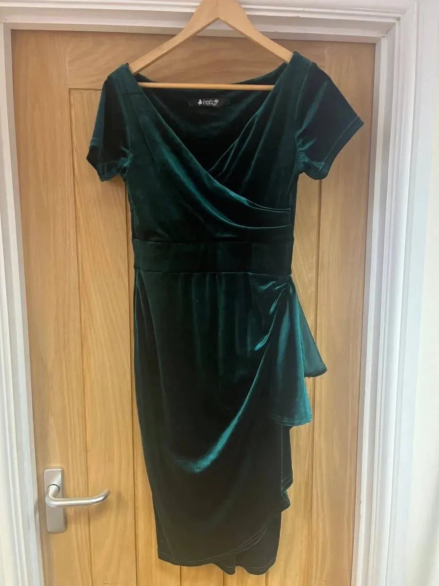 Elsie Dress - Emerald Velvet (10) 10 Lady Vintage London Outlet