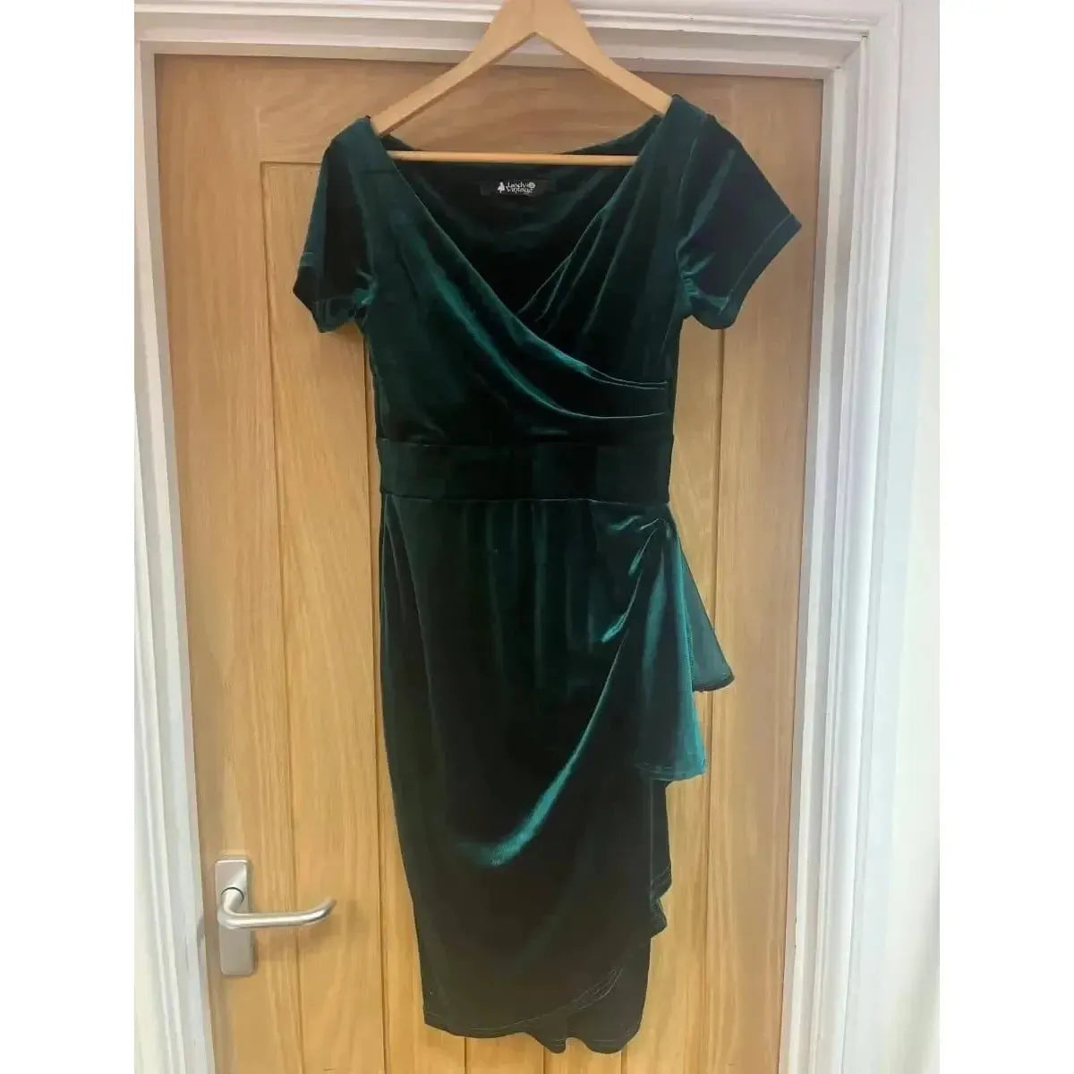 Elsie Dress - Emerald Velvet (10) 10 Lady Vintage London Outlet