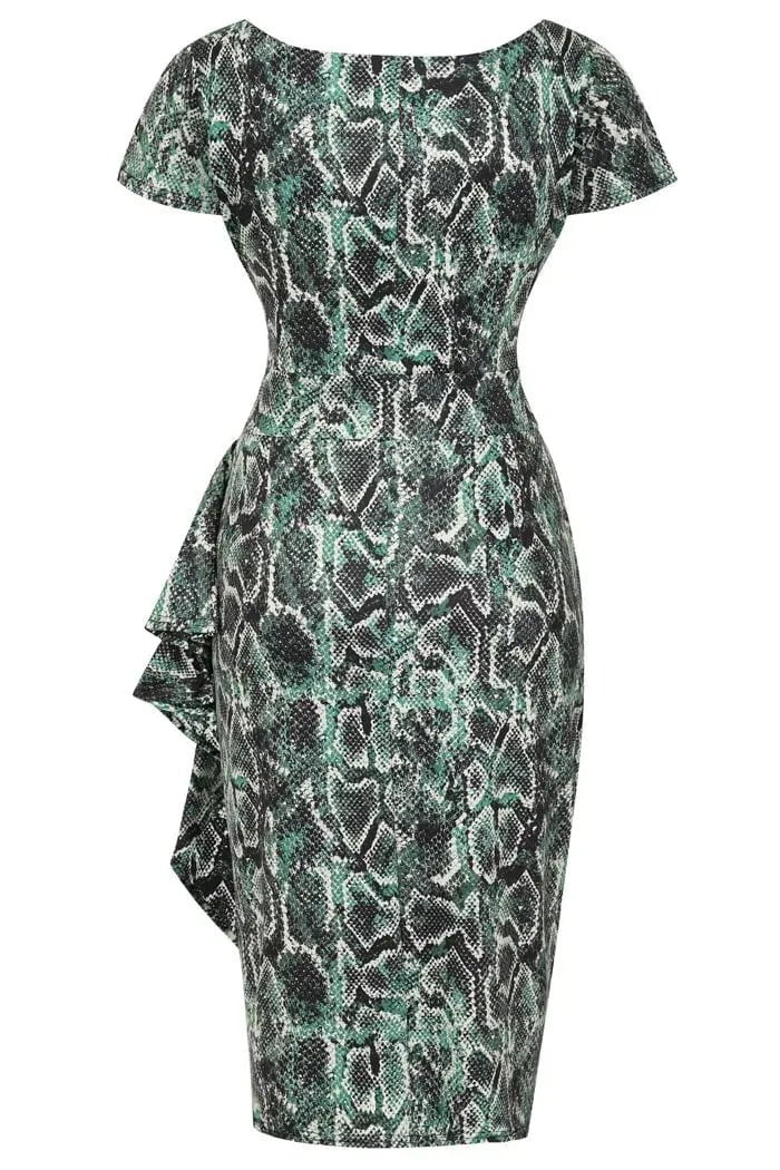 Elsie Dress - Green Snake Print Lady Vintage Elsie Dresses