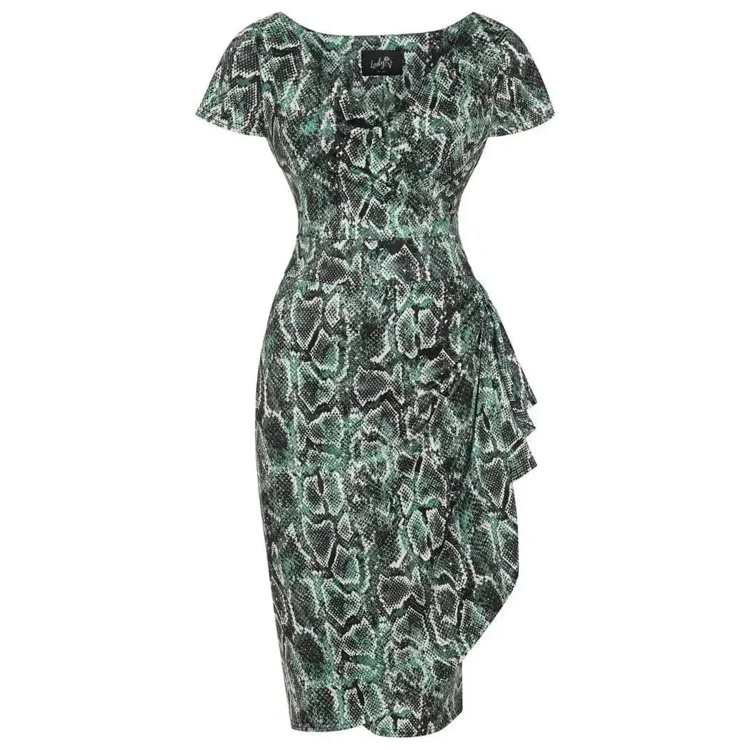 Elsie Dress - Green Snake Print Lady Vintage Elsie Dresses