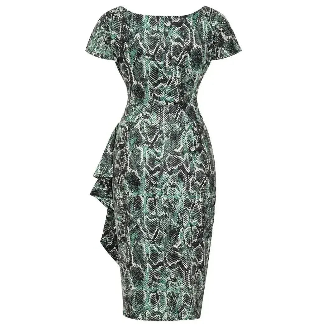 Elsie Dress - Green Snake Print Lady Vintage Elsie Dresses