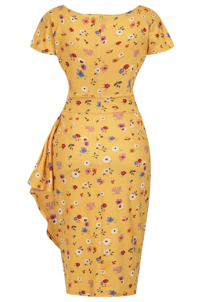 Elsie Dress - Mustard Bloom - Lady V London