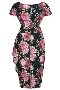 Thumbnail for Elsie Dress - Pink Flowers on Navy Lady Vintage Elsie Dresses