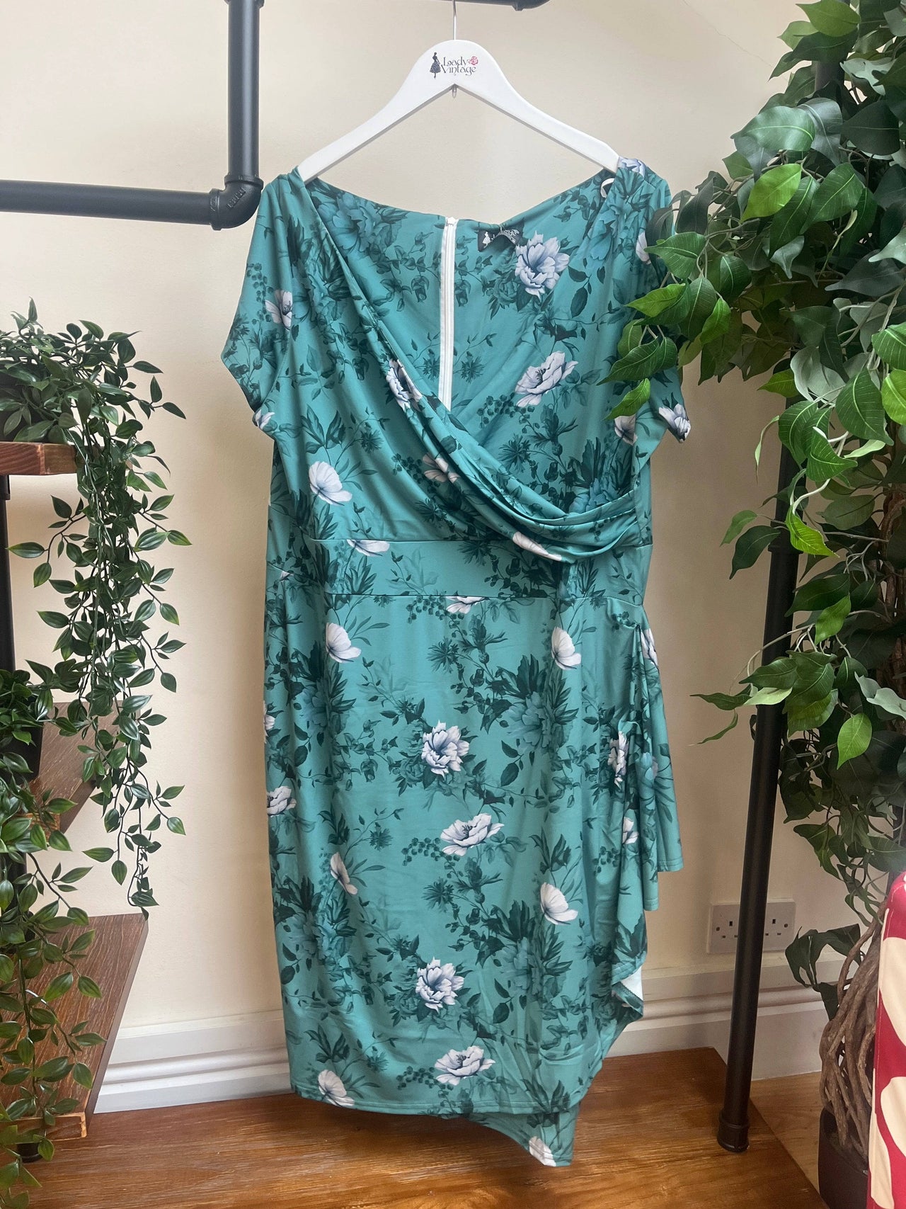 Elsie Dress - Teal Garden (22) 22 Lady Vintage London Outlet