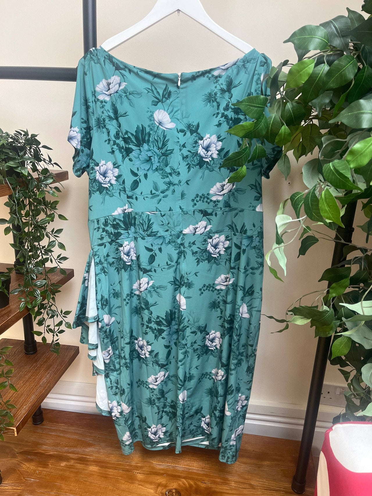 Elsie Dress - Teal Garden (22) 22 Lady Vintage London Outlet