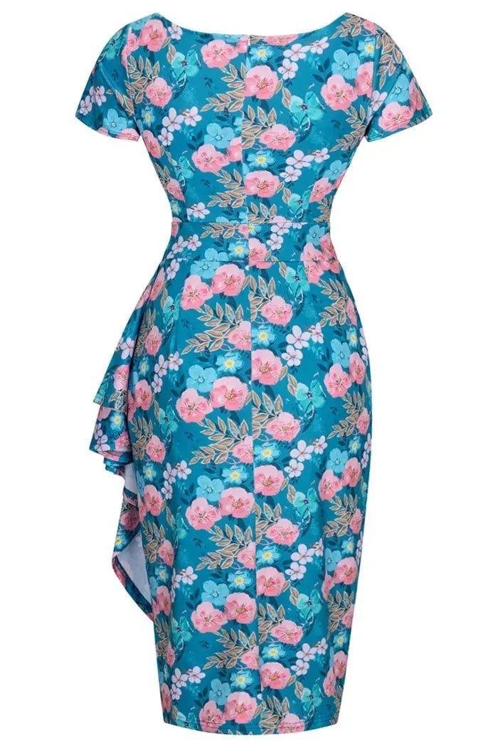 Elsie Dress - Turquoise Floral Lady Vintage Elsie Dresses