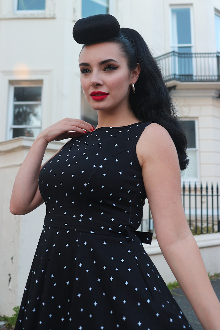 Hepburn Dress - Twinkle Stars, Lady V London