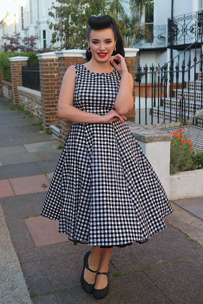 Hepburn Dress - Heart Gingham, Lady V London