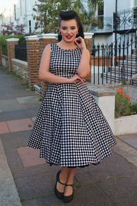 Thumbnail for Hepburn Dress - Heart Gingham, Lady V London