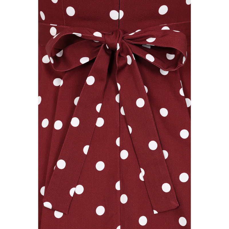 Hepburn Dress - Deep Red Polka Dot