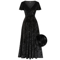 Thumbnail for Lyra Maxi Dress - Black Velvet Glitter Stripe