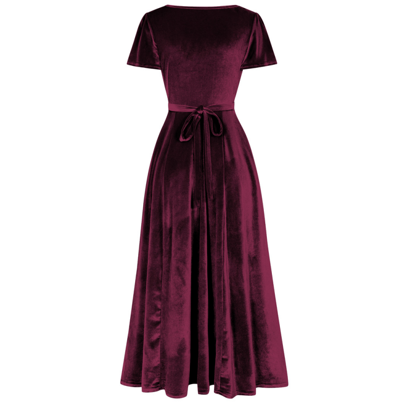 Lyra Maxi Dress - Wine Velvet