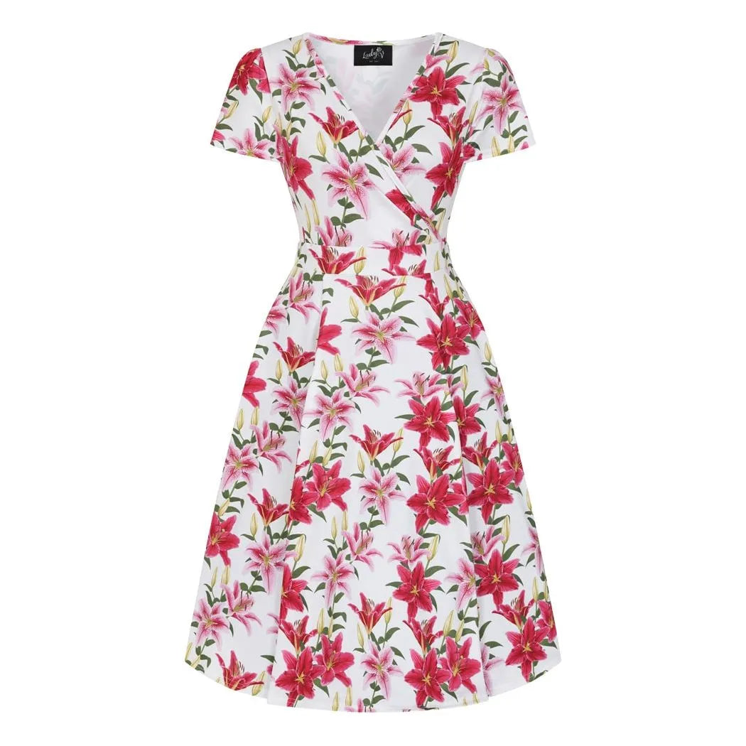 Lyra Dress - Lilies, Lady V London