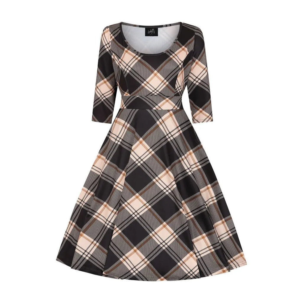 Betty Dress Dark Tartan Lady V London