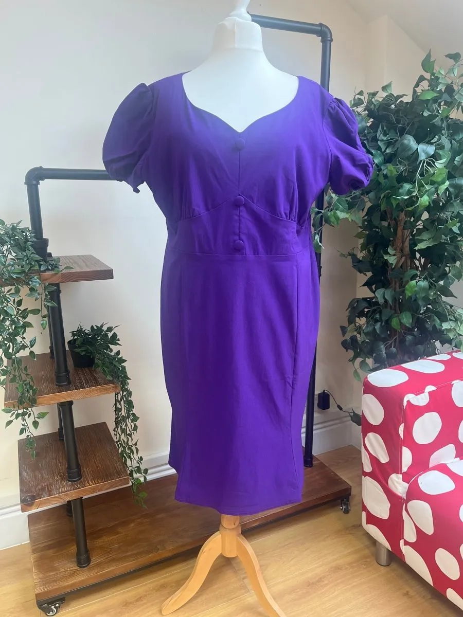 Fishtail Dress - Royal Purple (26/28) 26/28 Lady Vintage London Outlet
