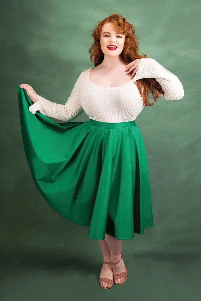 Full Circle Skirt - Emerald Green - Lady V London