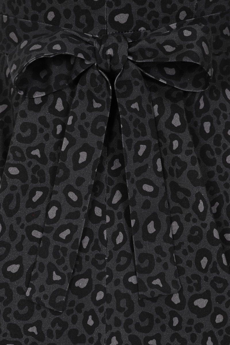 Hepburn Dress - Black Leopard Print - Lady V London