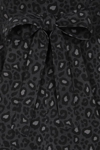 Thumbnail for Hepburn Dress - Black Leopard Print Lady Vintage Hepburn Dresses