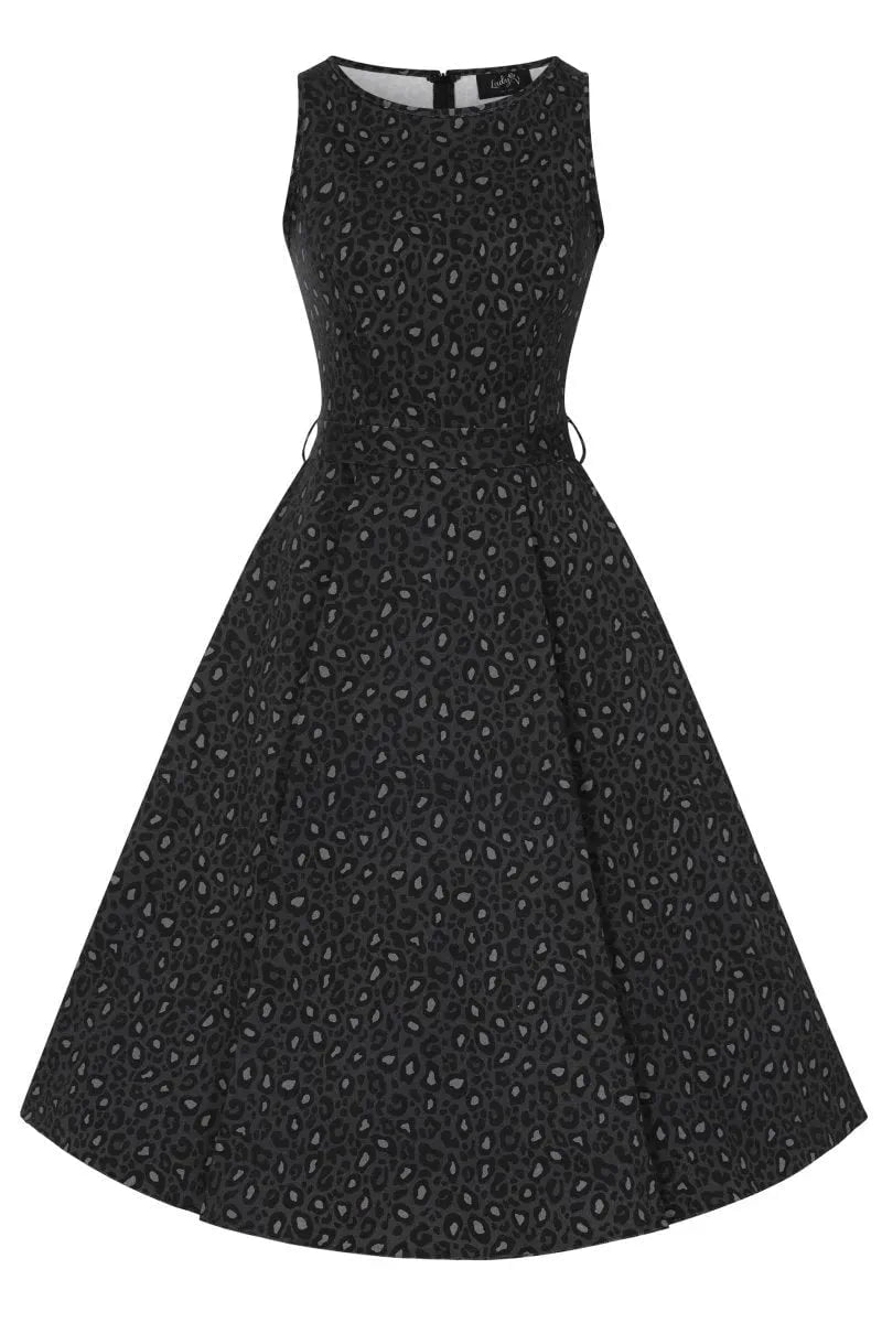 Hepburn Dress - Black Leopard Print Lady Vintage Hepburn Dresses