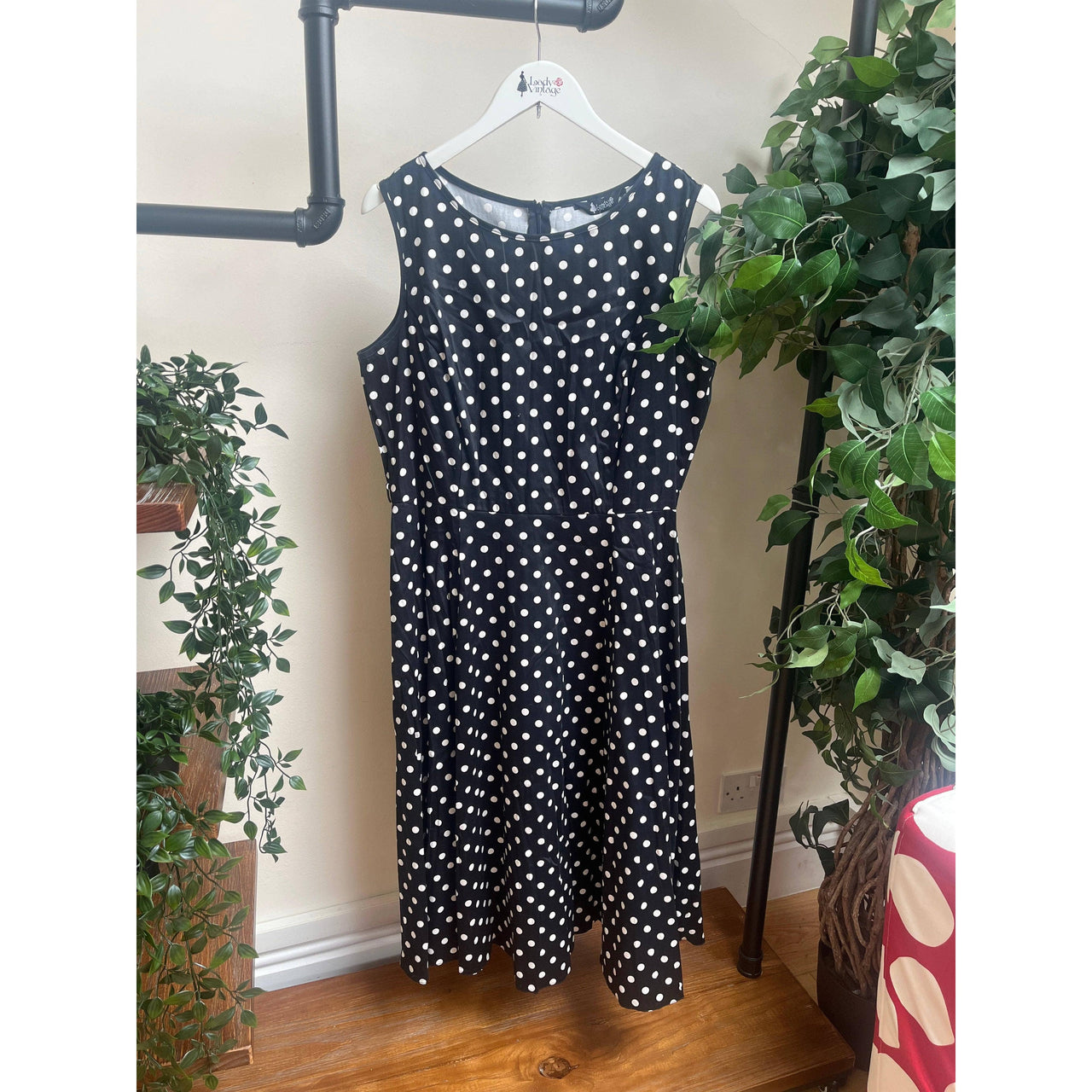 Hepburn Dress - Black Polka (18) 18 Lady Vintage London Outlet