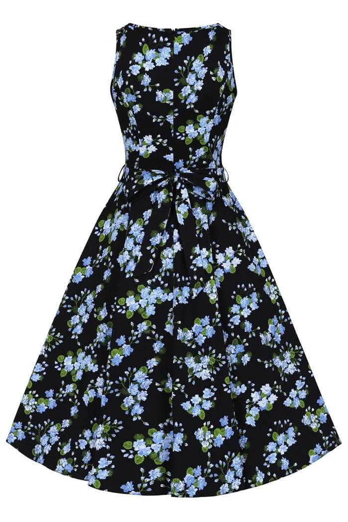 Hepburn Dress - Blue Floral Lady Vintage Hepburn Dresses