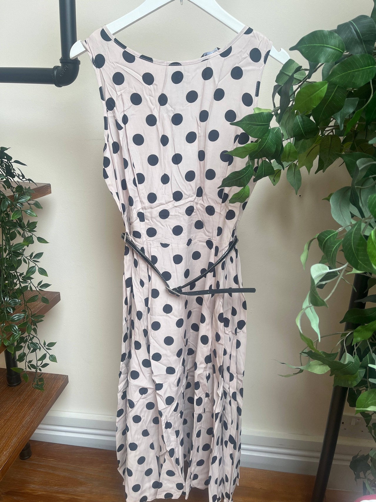 Hepburn Dress - Champagne Polka (14) 14 Lady Vintage London Outlet