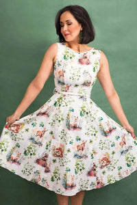 Thumbnail for Hepburn Dress - Clover Forest - Lady V London