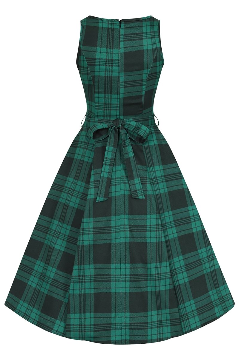 Hepburn Dress - Galway Green Tartan - Lady V London