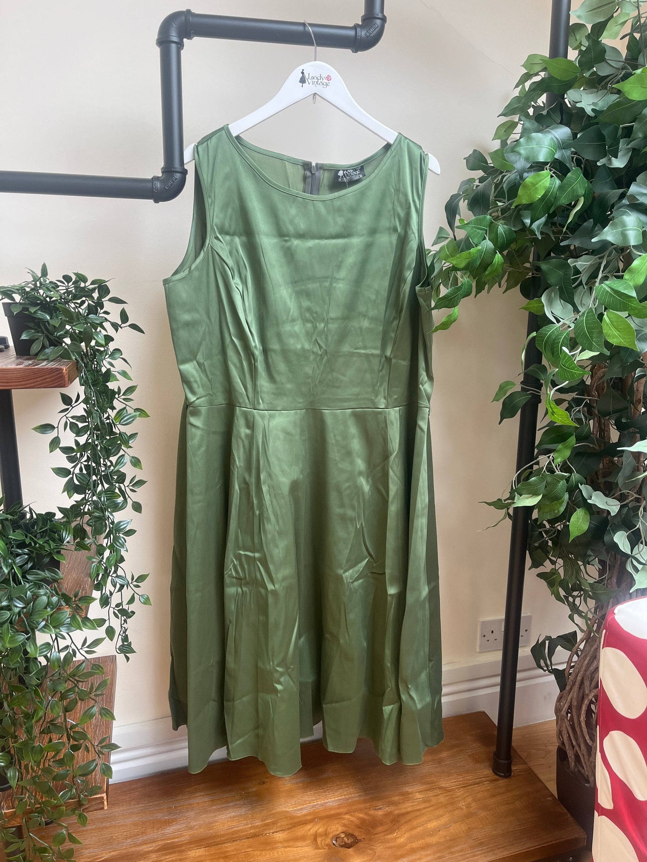 Hepburn Dress - Khaki (22/24) 22/24 Lady Vintage London Outlet