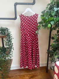 Thumbnail for Hepburn Dress - Red Polka (10) 10 Lady Vintage London Outlet