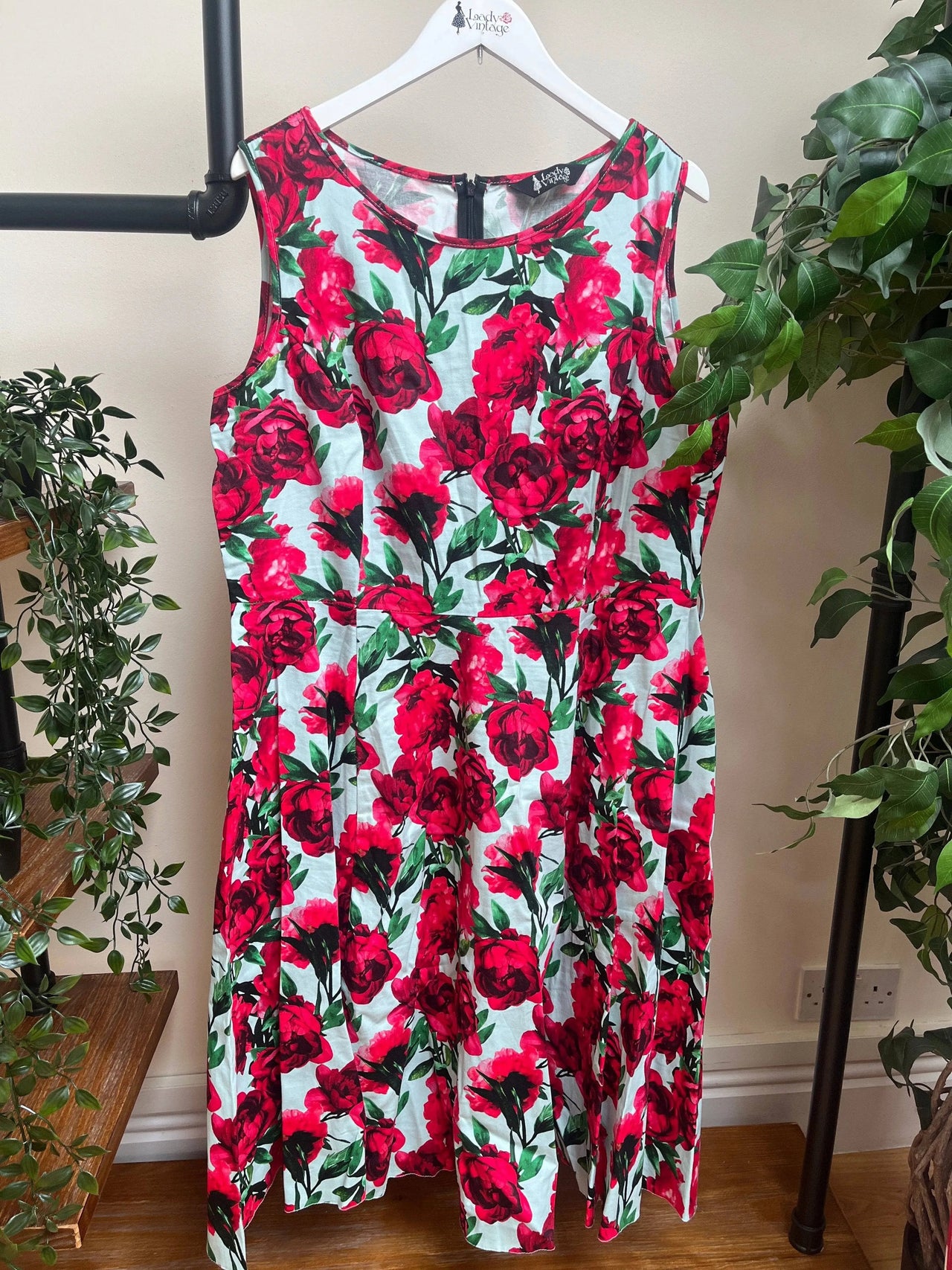 Hepburn Dress - Red Red Rose (20) 20 Lady Vintage London Outlet