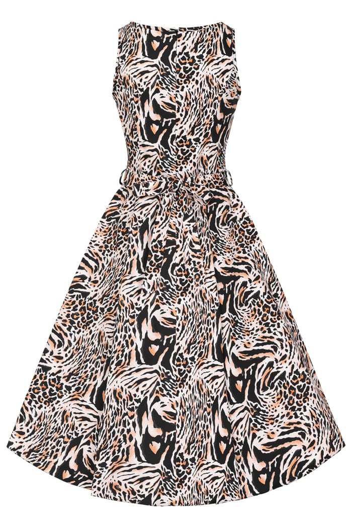Hepburn Dress - Wild Cat Print - Lady V London