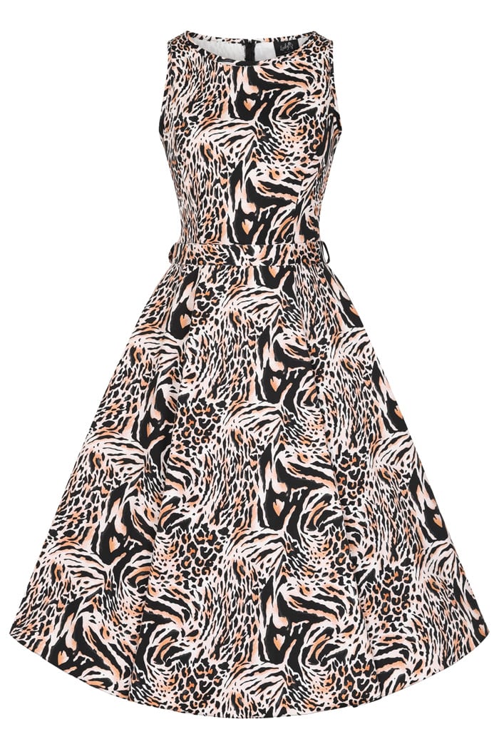 Hepburn Dress - Wild Cat Print - Lady V London