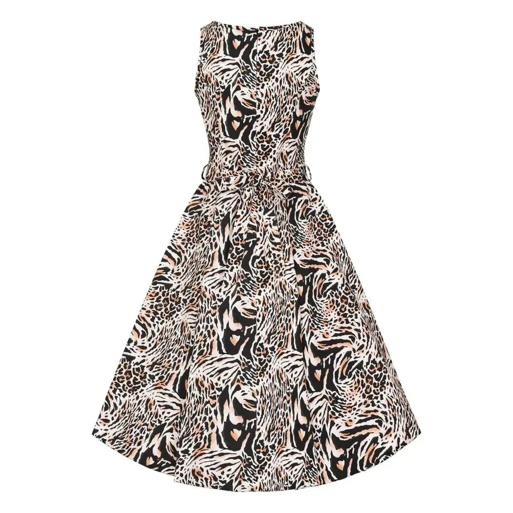 Hepburn Dress - Wild Cat Print Lady Vintage Hepburn Dresses