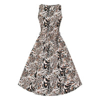 Thumbnail for Hepburn Dress - Wild Cat Print Lady Vintage Hepburn Dresses