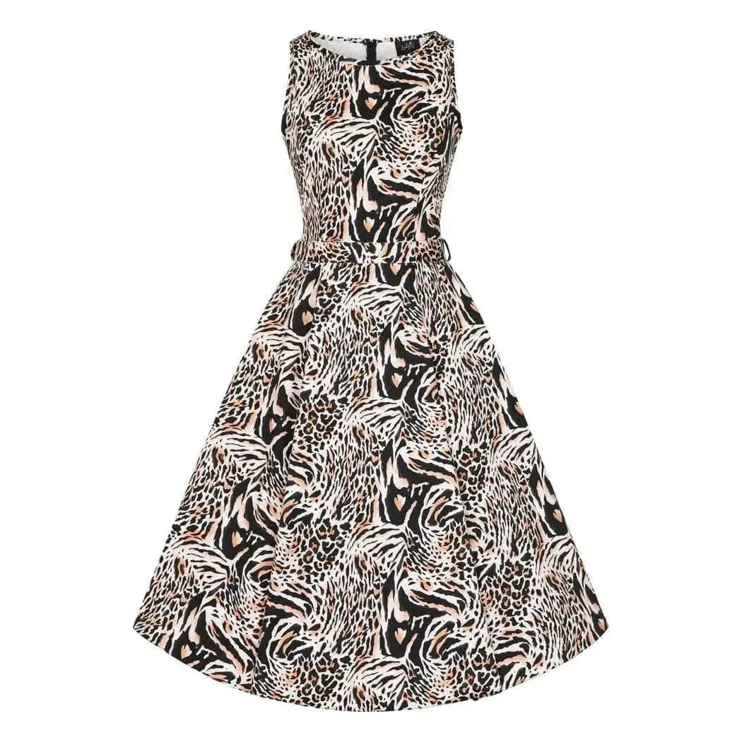 Hepburn Dress - Wild Cat Print Lady Vintage Hepburn Dresses