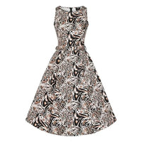 Thumbnail for Hepburn Dress - Wild Cat Print Lady Vintage Hepburn Dresses