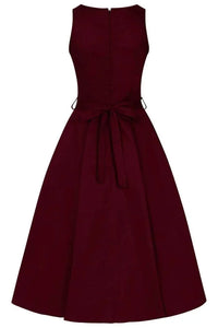 Thumbnail for Hepburn Dress - Wine - Lady V London