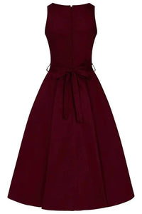Thumbnail for Hepburn Dress - Wine Lady Vintage Hepburn Dresses
