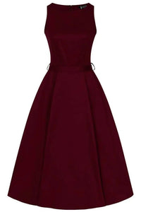 Thumbnail for Hepburn Dress - Wine Lady Vintage Hepburn Dresses