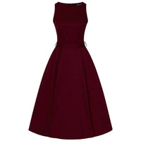 Thumbnail for Hepburn Dress - Wine Lady Vintage Hepburn Dresses