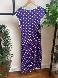 Thumbnail for Isabella Dress - Purple Polka (14) 14 Lady Vintage London Outlet