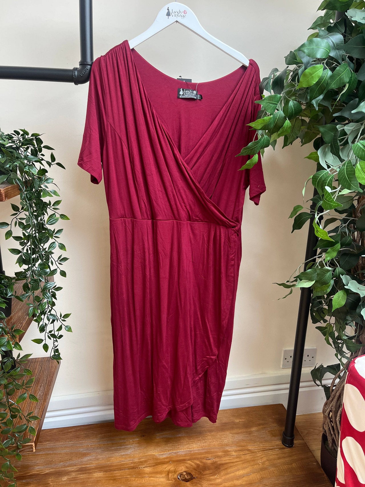 Jersey Sarong Dress - Maroon (18) 18 Lady Vintage London Outlet